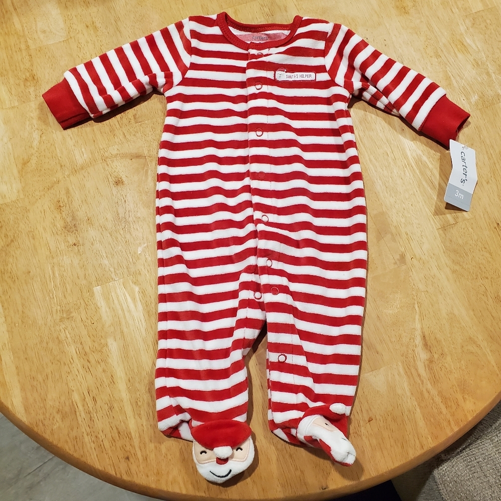 NWT Carter's Santa's Helper fleece footie pajamas